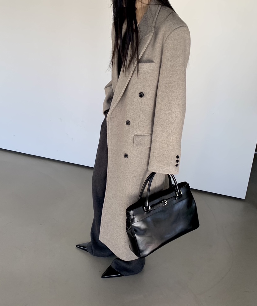 MUYBIEN韓國代購女士新品推薦休閑熱賣人氣中長款大衣絲綢MUYBIEN中長款大衣