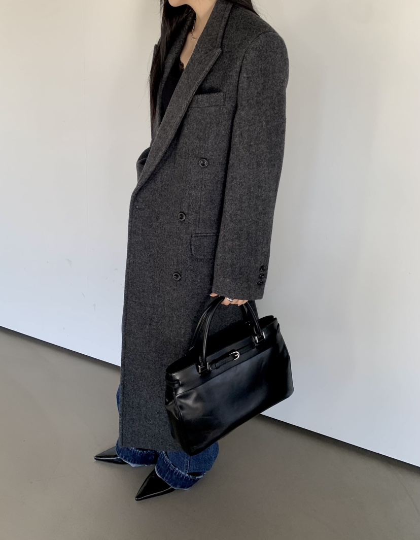 MUYBIEN韓國代購女士新品推薦休閑熱賣人氣中長款大衣絲綢MUYBIEN中長款大衣