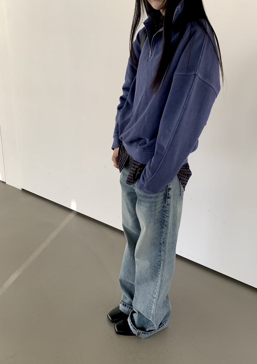 MUYBIEN東大門直郵女士新品休閑熱賣時尚人氣衛衣半拉鏈染色MUYBIEN衛衣