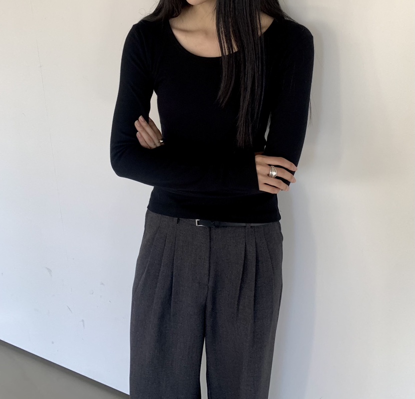 MUYBIEN東大門實拍女士新品人氣真品推薦休閑長袖T恤氨綸MUYBIEN長袖T恤