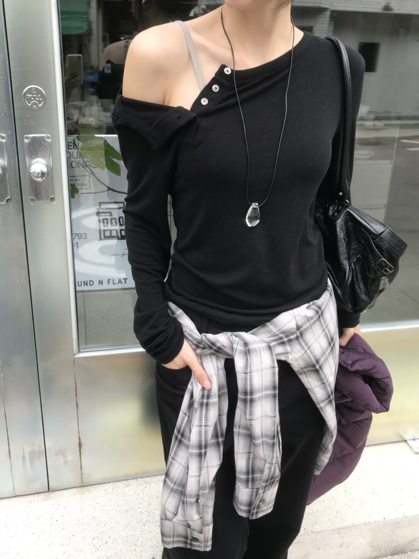 LOFN東大門代購女裝新款推薦熱賣時尚人氣真品休閑長袖T恤LOFN長袖T恤