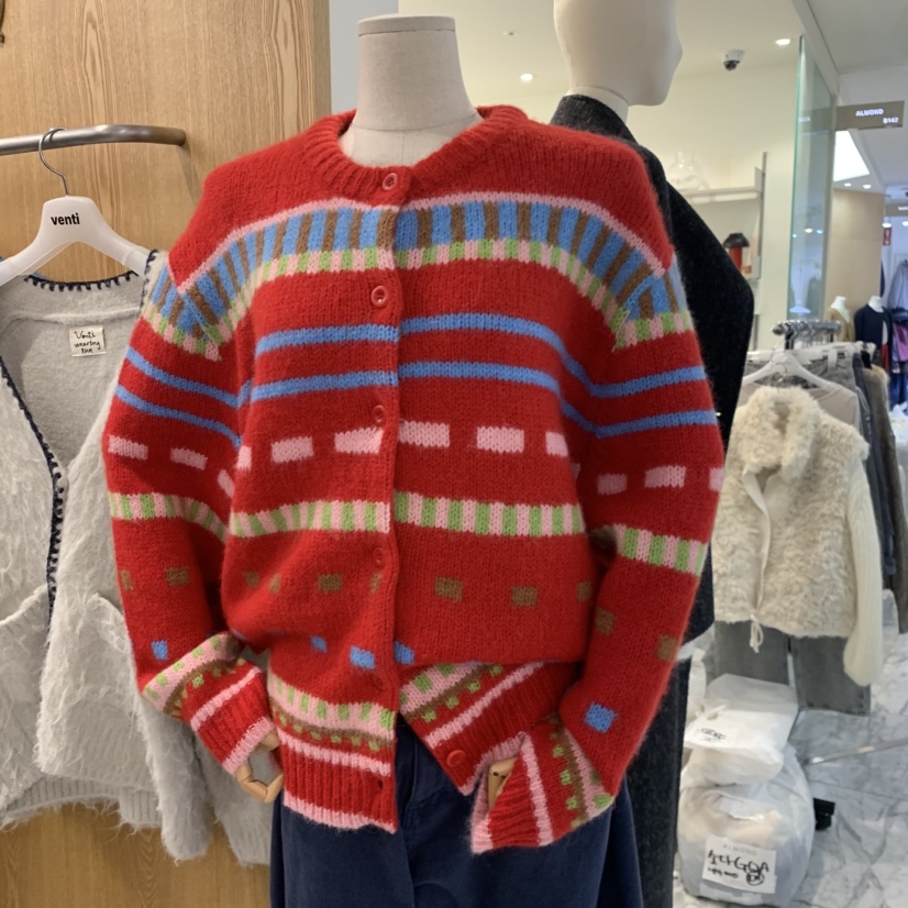 VENTI韓國直郵女士新品推薦真品熱賣時尚休閑人氣毛衣提花VENTI毛衣圖色1