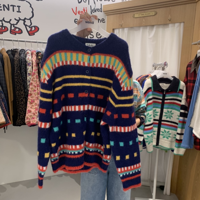 VENTI韓國直郵女士新品推薦真品熱賣時尚休閑人氣毛衣提花VENTI毛衣圖色2