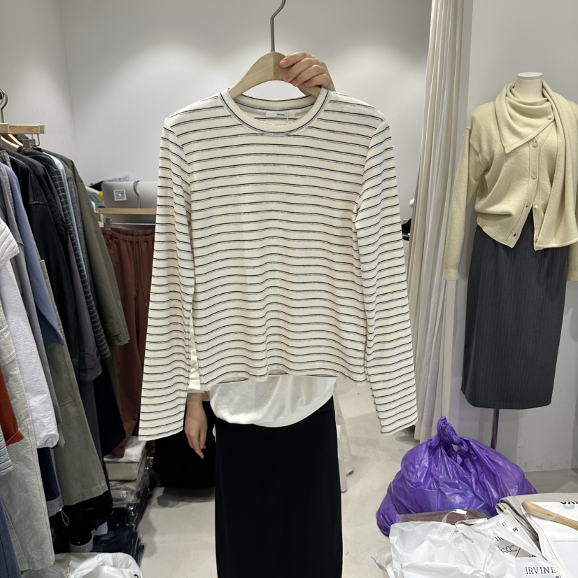 IRVINE韓國直郵女裝新款熱賣人氣真品休閑推薦時尚長袖T恤IRVINE長袖T恤圖色1