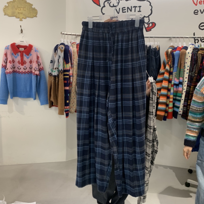 VENTI韓國直郵女裝新品人氣熱賣時尚推薦真品休閑褲格紋褶裥VENTI休閑褲圖色2