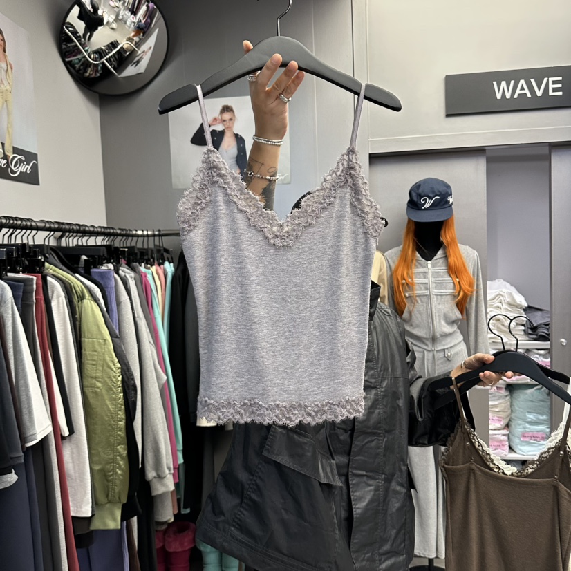 WAVE韓國代購女裝新款真品熱賣時尚吊帶背心安哥拉蕾絲無袖WAVE吊帶/背心圖色2