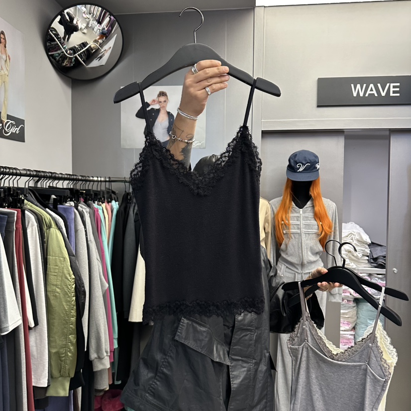 WAVE韓國代購女裝新款真品熱賣時尚吊帶背心安哥拉蕾絲無袖WAVE吊帶/背心圖色3