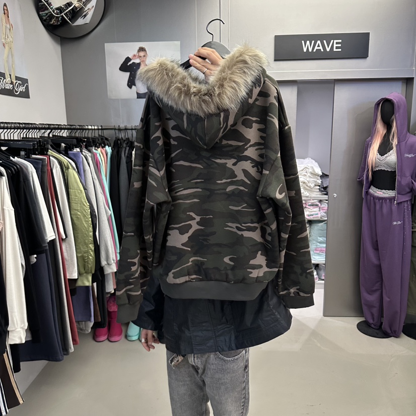 WAVE東大門實拍女士新款人氣衛衣拉鏈連帽衫連帽衫加絨毛絨波紋WAVE衛衣