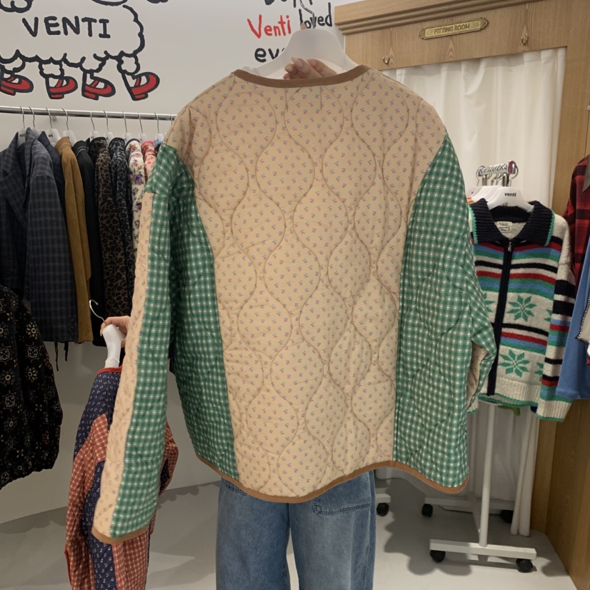 VENTI韓國代購女士新品真品休閑時尚人氣短款棉服撞色絎縫棉VENTI短款棉服