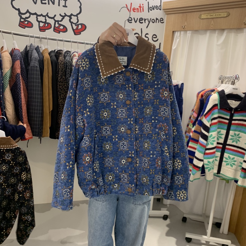 VENTI東大門代購女裝新款休閑熱賣人氣推薦真品夾克天鵝絨VENTI夾克圖色1