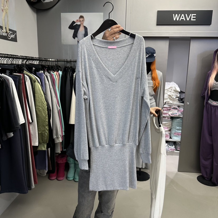 WAVE韓國代購女士新款休閑人氣推薦時尚熱賣真品連衣裙V領WAVE連衣裙圖色2