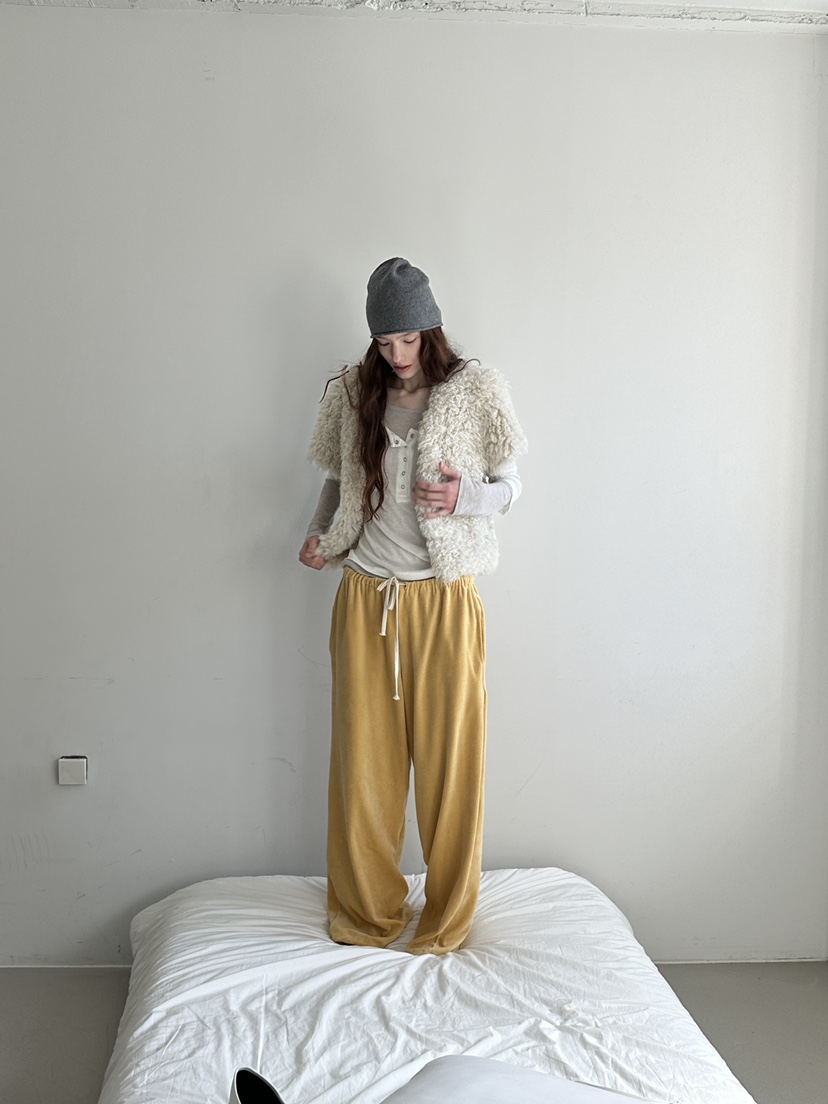BOWIE韓國直郵女士新品真品推薦休閑時尚熱賣休閑褲抽繩絲絨BOWIE休閑褲