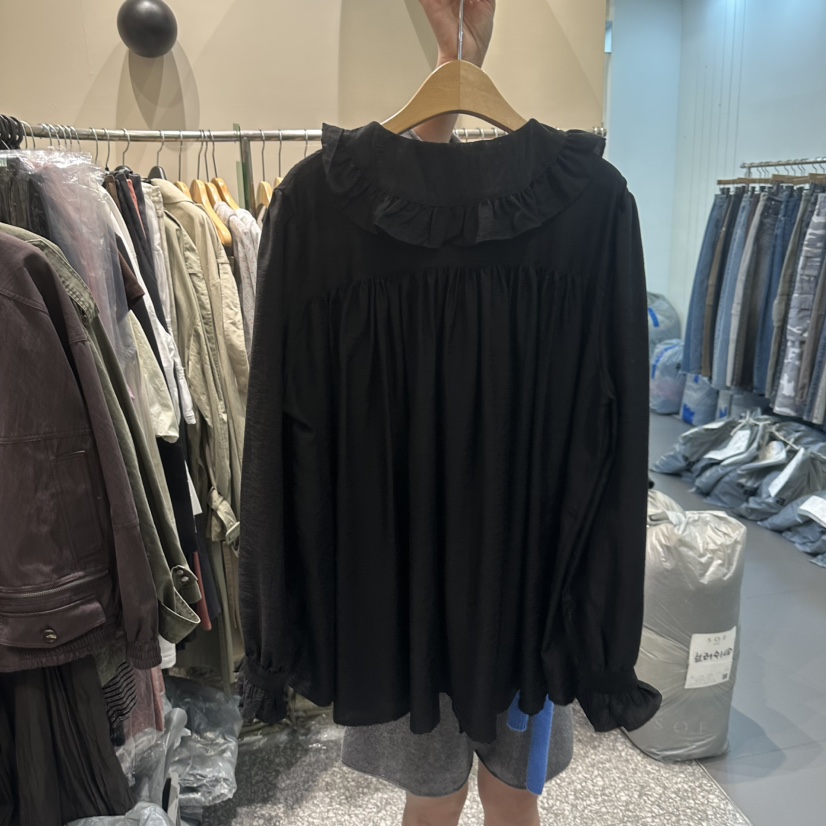 SOF韓國代購女裝新款熱賣時尚推薦真品休閑襯衫蕾絲衫荷葉邊SOF襯衫/蕾絲衫
