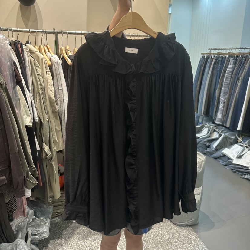 SOF韓國代購女裝新款熱賣時尚推薦真品休閑襯衫蕾絲衫荷葉邊SOF襯衫/蕾絲衫圖色2