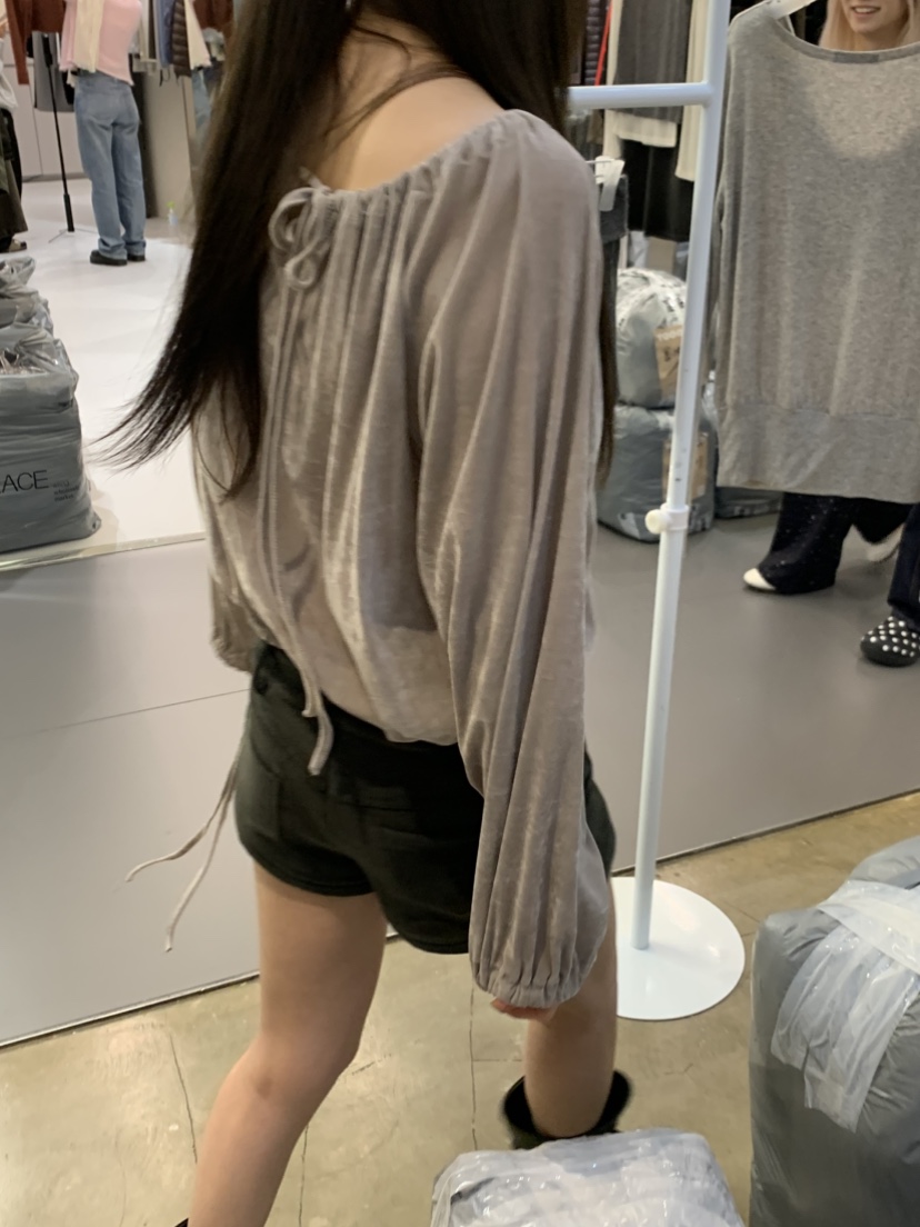 PLOVER韓國代購女裝新品休閑推薦人氣襯衫蕾絲衫天鵝絨褶皺PLO_VER襯衫/蕾絲衫
