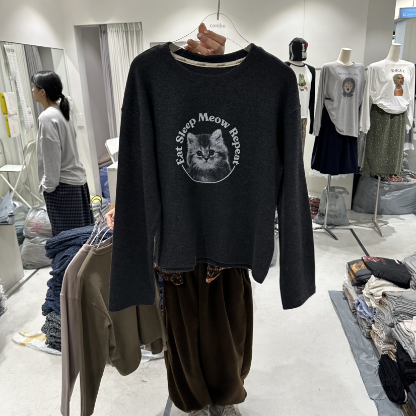 COMBO韓國代購女士新品時尚推薦真品休閑人氣熱賣長袖T恤COM_BO長袖T恤圖色2墨色