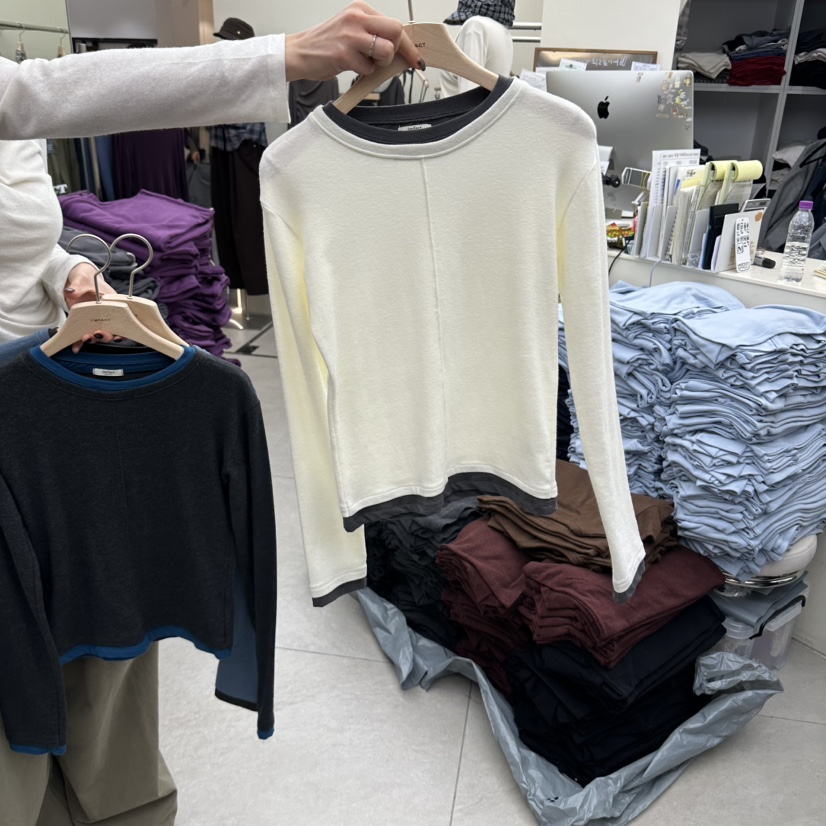 I MFACT東大門實拍女士新品時尚推薦真品熱賣休閑長袖T恤I MFACT長袖T恤圖色1