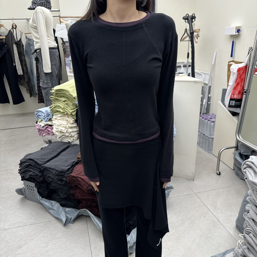 I MFACT東大門實拍女士新品時尚推薦真品熱賣休閑長袖T恤I MFACT長袖T恤圖色3黑色