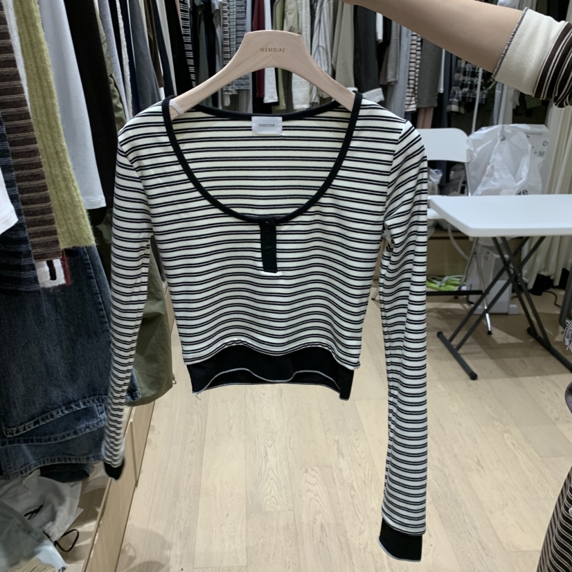 MONROE韓國代購女士新品時尚推薦人氣熱賣真品休閑長袖T恤MONROE長袖T恤圖色1