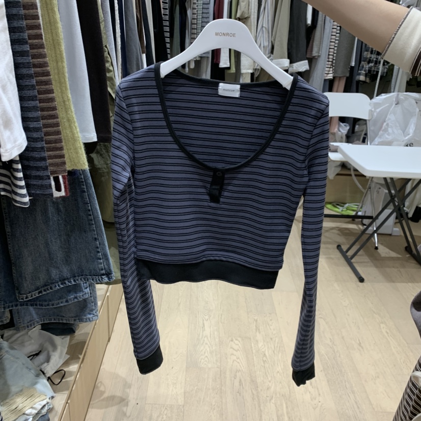 MONROE韓國代購女士新品時尚推薦人氣熱賣真品休閑長袖T恤MONROE長袖T恤圖色2