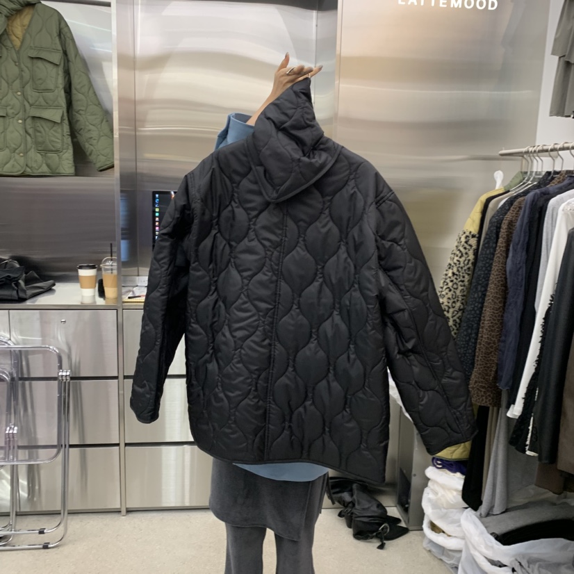 LATTEMOOD東大門直郵女士新款人氣真品短款棉服含圍巾雙面棉LATTEMOOD短款棉服