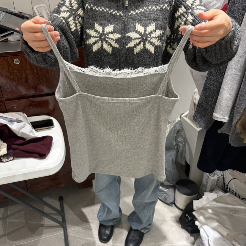 WELL ROW東大門實拍女士新品真品推薦人氣時尚吊帶背心蕾絲WELL ROW吊帶/背心