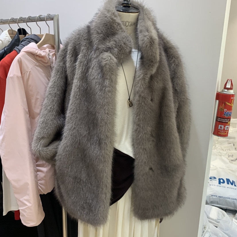 HAUS-A韓國代購女士新品熱賣真品人氣休閑時尚短款大衣皮草HAUSWOMEN短款大衣圖色1
