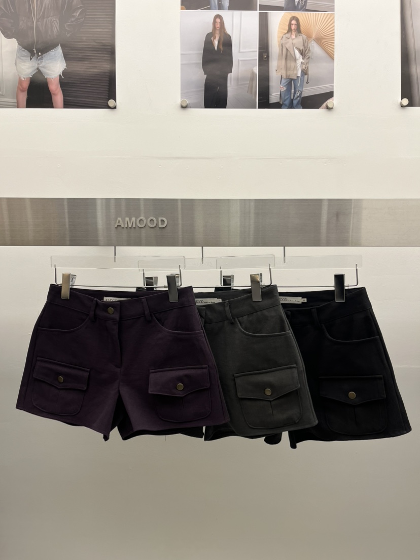 AMOOD韓國代購女裝新款時尚人氣真品推薦熱賣休閑短褲口袋AMOOD短褲