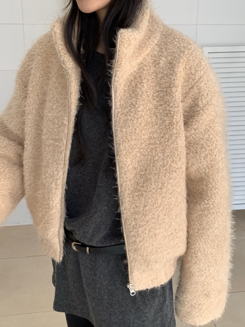 NOUVEAU韓國直郵女士新款時尚休閑真品熱賣人氣夾克皮草高領NOUVEAU夾克