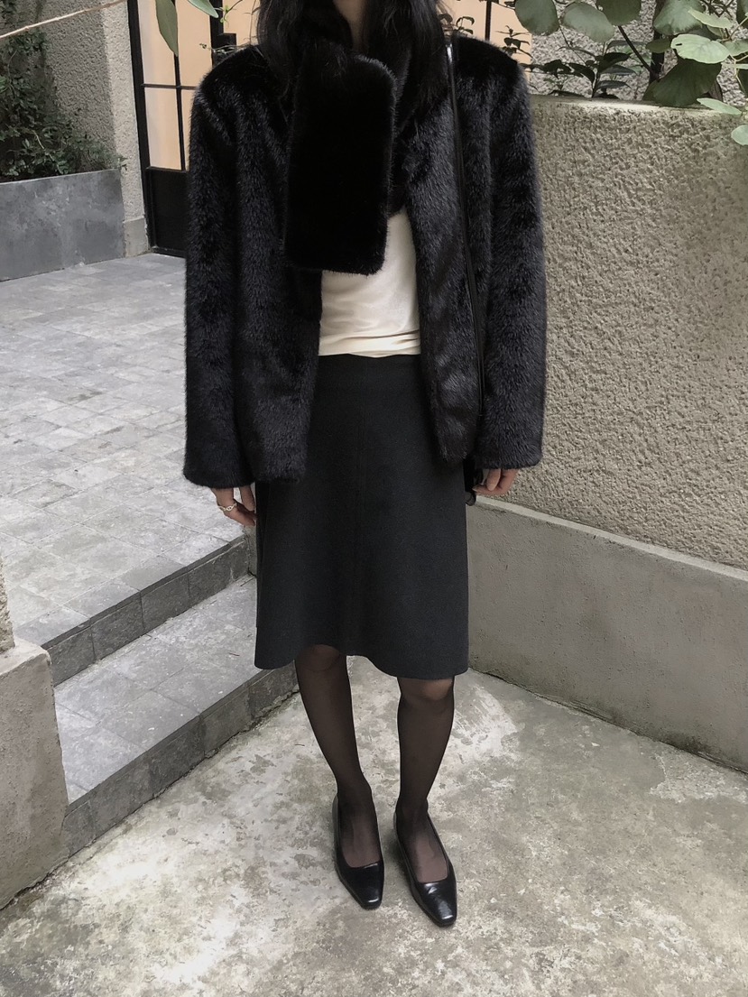 LE BUTTER東大門直郵女裝新品人氣職業休閑短款大衣含圍巾LE BUTTER短款大衣