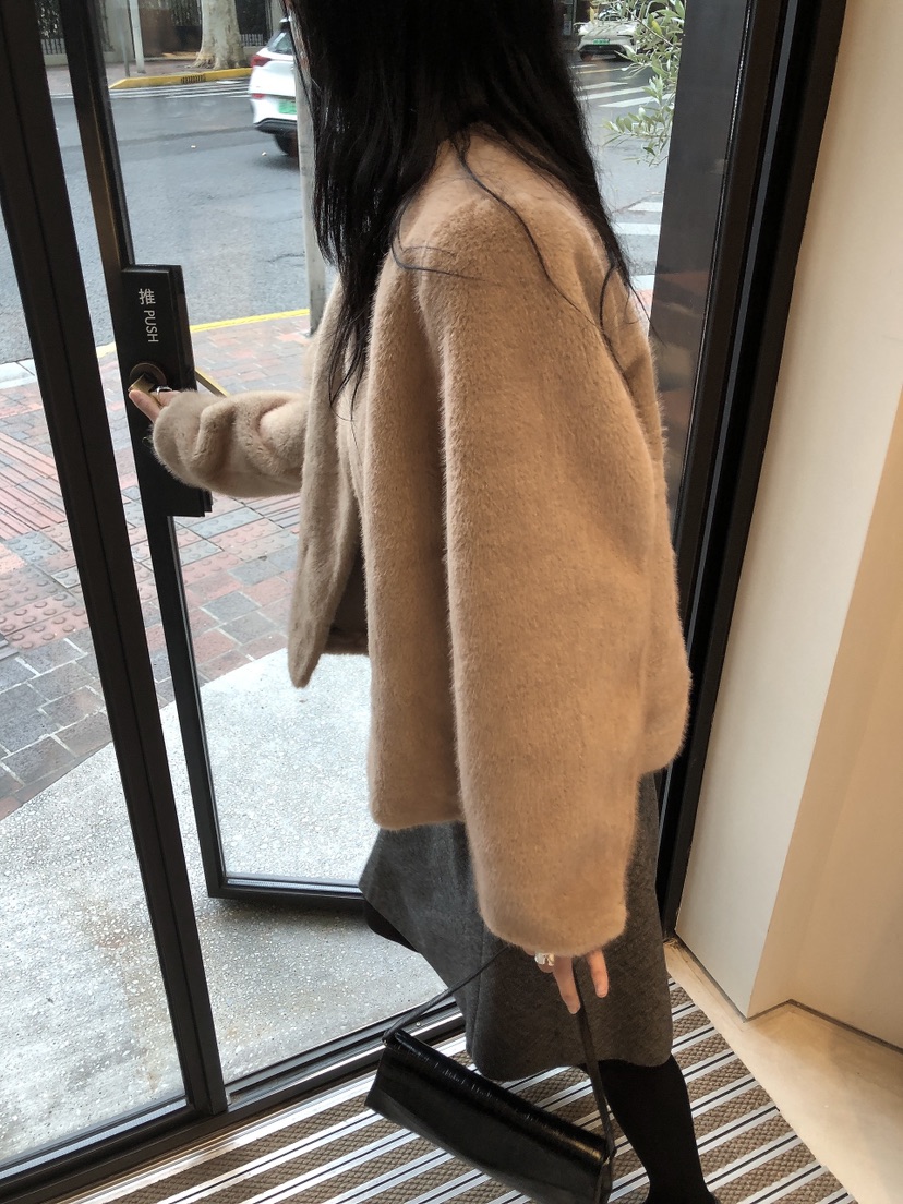 LE BUTTER東大門直郵女裝新品人氣職業休閑短款大衣含圍巾LE BUTTER短款大衣
