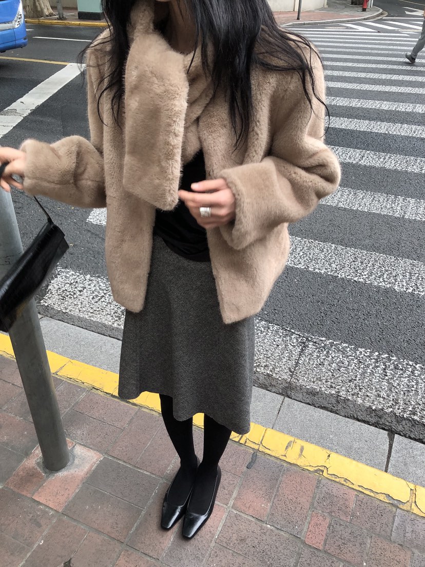 LE BUTTER東大門直郵女裝新品人氣職業休閑短款大衣含圍巾LE BUTTER短款大衣