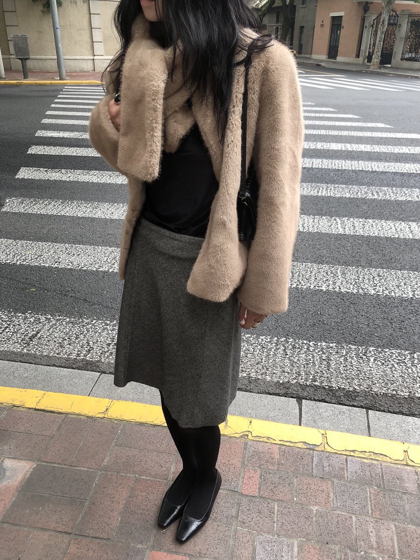 LE BUTTER東大門直郵女裝新品人氣職業休閑短款大衣含圍巾LE BUTTER短款大衣