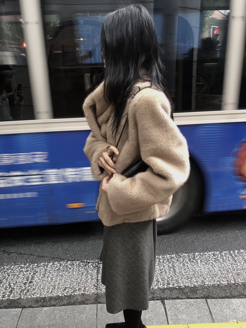 LE BUTTER東大門直郵女裝新品人氣職業休閑短款大衣含圍巾LE BUTTER短款大衣