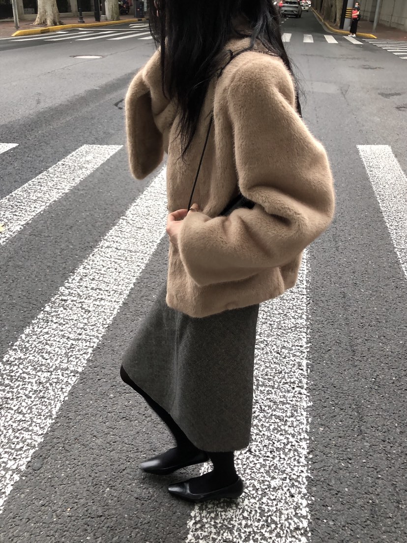 LE BUTTER東大門直郵女裝新品人氣職業休閑短款大衣含圍巾LE BUTTER短款大衣