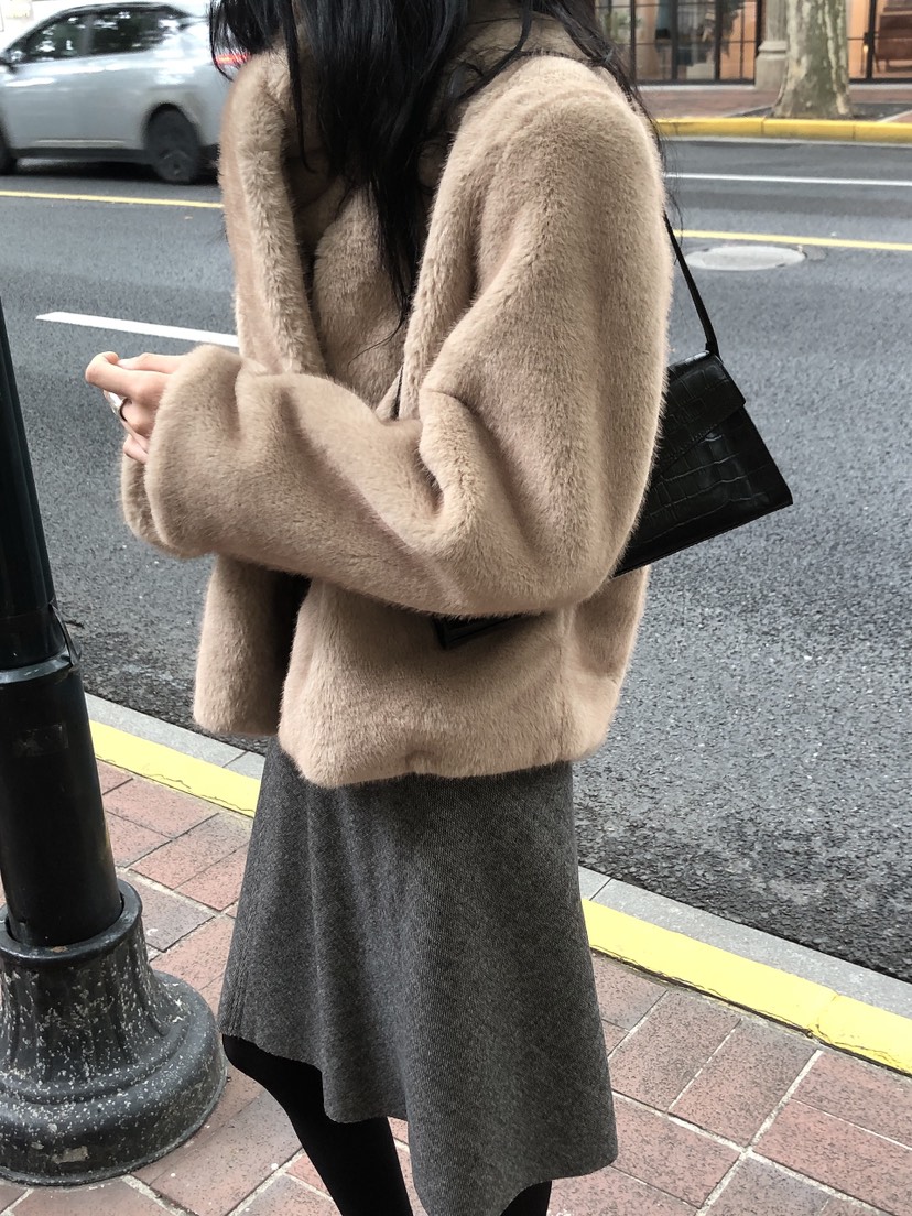LE BUTTER東大門直郵女裝新品人氣職業休閑短款大衣含圍巾LE BUTTER短款大衣