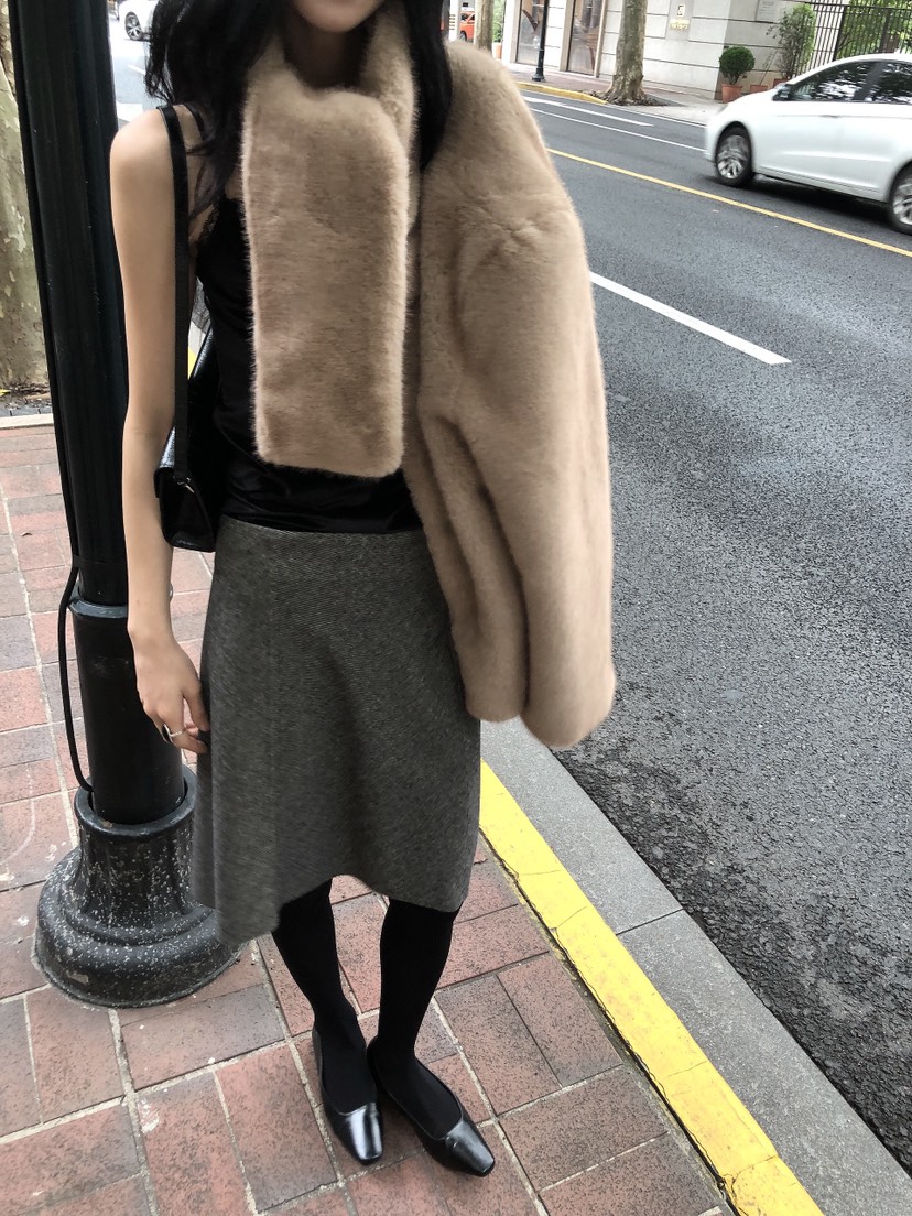 LE BUTTER東大門直郵女裝新品人氣職業休閑短款大衣含圍巾LE BUTTER短款大衣