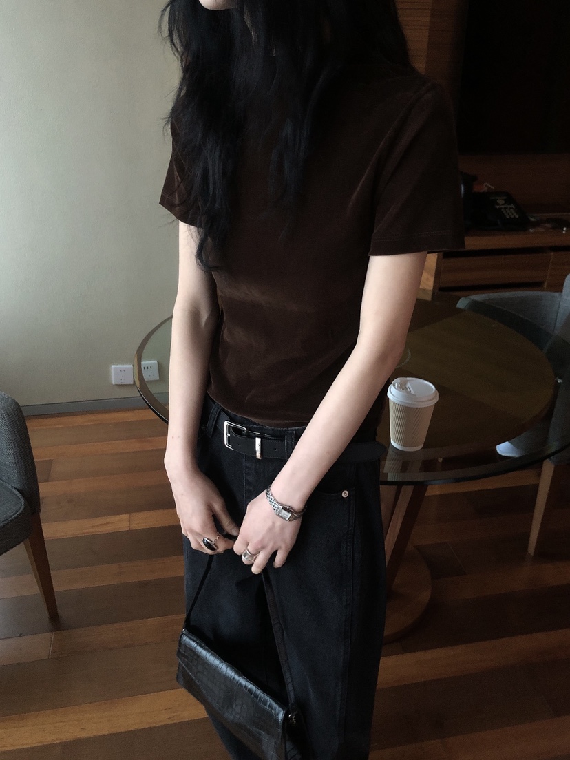 LE BUTTER韓國代購女裝新款推薦真品職業時尚T恤天鵝絨高領LE BUTTERT恤圖色3