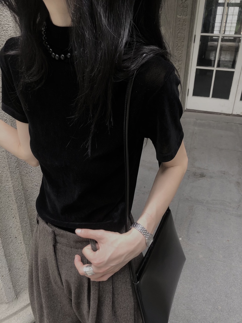 LE BUTTER韓國代購女裝新款推薦真品職業時尚T恤天鵝絨高領LE BUTTERT恤圖色4