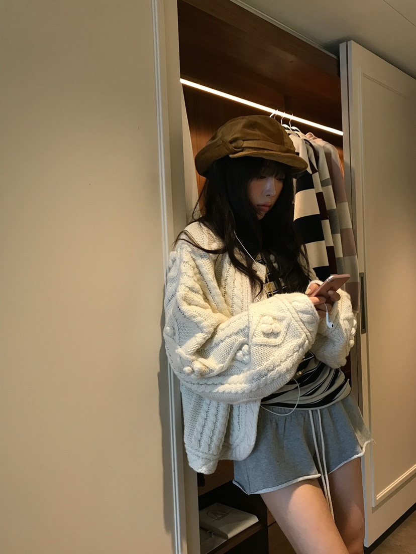LOVE PULL東大門代購女士新款推薦人氣職業開衫手工毛絨LOVE PULL開衫