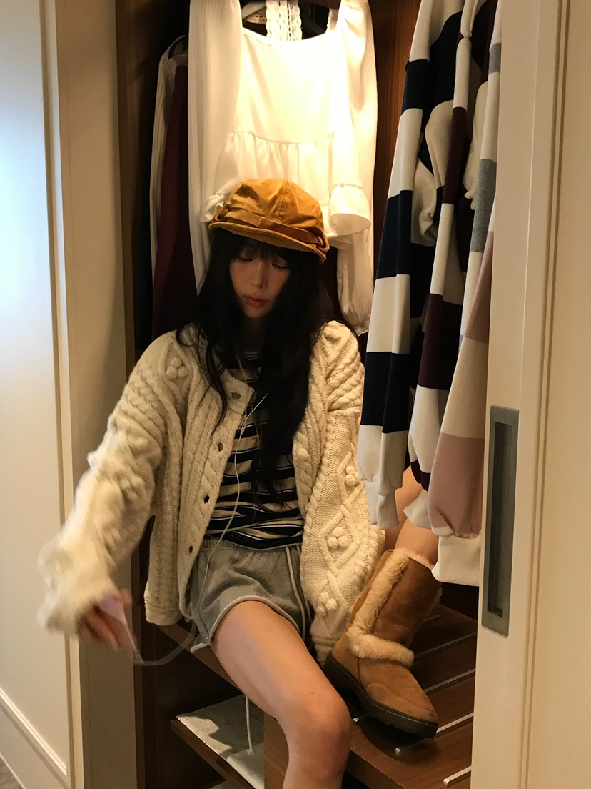LOVE PULL東大門代購女士新款推薦人氣職業開衫手工毛絨LOVE PULL開衫