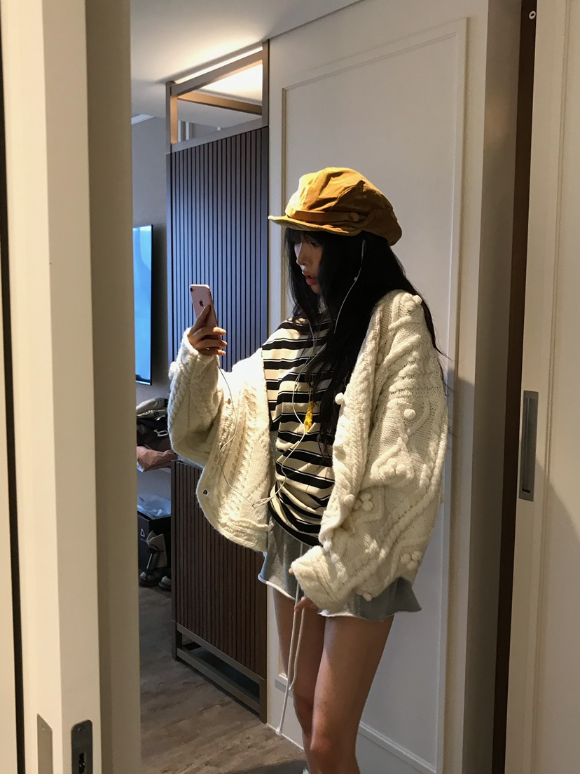 LOVE PULL東大門代購女士新款推薦人氣職業開衫手工毛絨LOVE PULL開衫