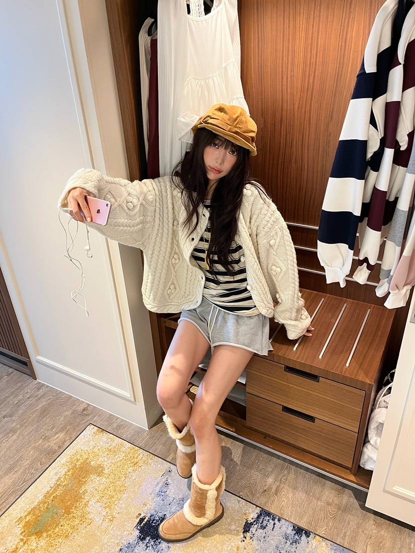 LOVE PULL東大門代購女士新款推薦人氣職業開衫手工毛絨LOVE PULL開衫
