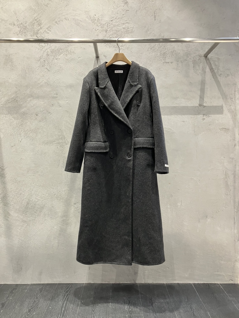 PIN-UP韓國直郵女裝新款時尚熱賣真品推薦中長款大衣手工PIN-UP中長款大衣圖色3