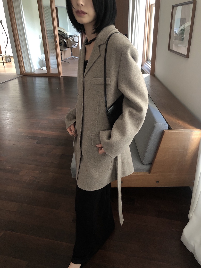 LE BUTTER韓國直郵女士新品休閑熱賣夾克手工制品含腰帶LE BUTTER夾克