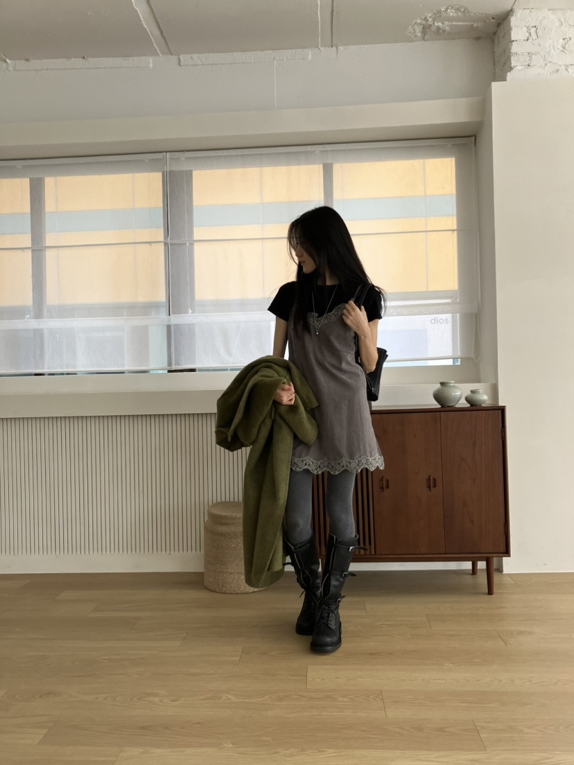 PIN-UP韓國代購女裝新品時尚職業推薦休閑連衣裙蕾絲無袖PIN-UP連衣裙