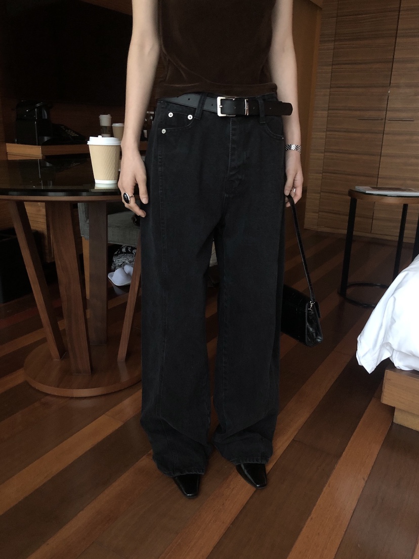 LE BUTTER韓國代購女裝新款時尚真品休閑褲不含腰帶黑色LE BUTTER休閑褲
