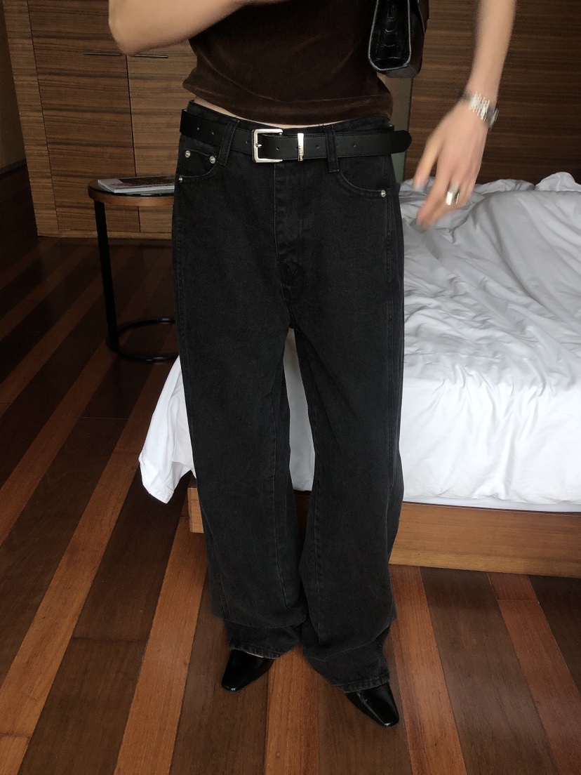 LE BUTTER韓國代購女裝新款時尚真品休閑褲不含腰帶黑色LE BUTTER休閑褲