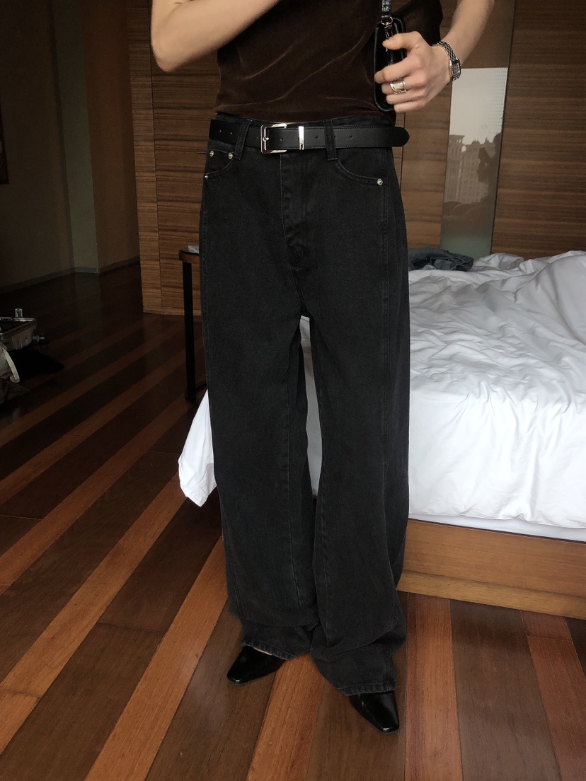LE BUTTER韓國代購女裝新款時尚真品休閑褲不含腰帶黑色LE BUTTER休閑褲