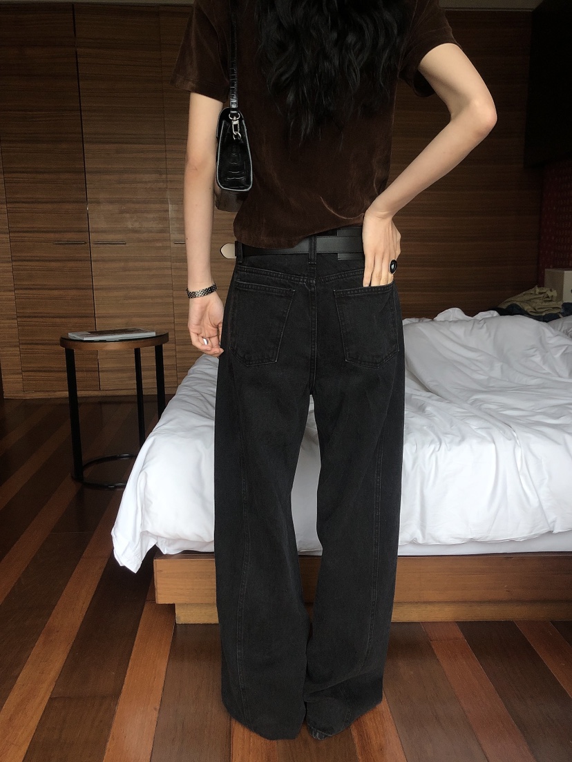 LE BUTTER韓國代購女裝新款時尚真品休閑褲不含腰帶黑色LE BUTTER休閑褲